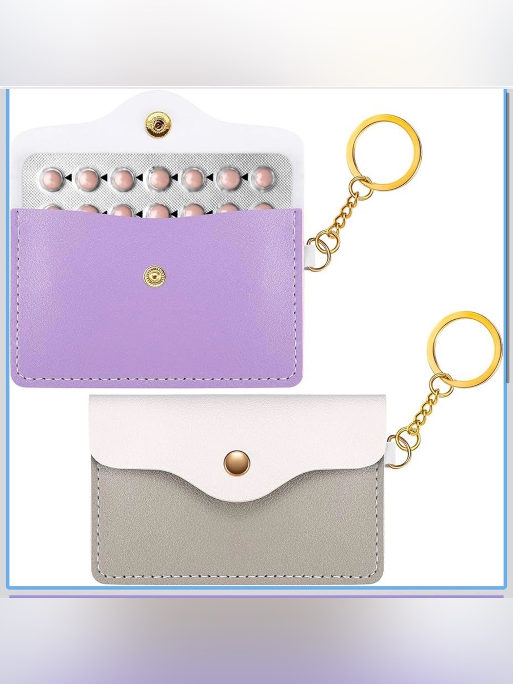 Women Accessories Lilac and White Pill Case Keychain Card Holder -